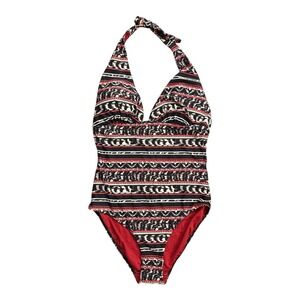 NEW Autograph Marks & Spencer Halter Neck One-Piece Swimsuit‎ Red Print US 14-16